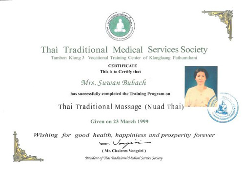 Zertifikat: Traditionelle Thaimassage